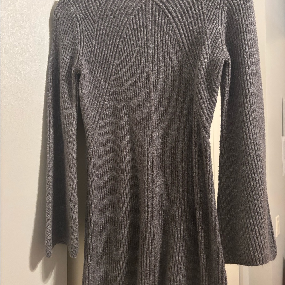 Gray Ribbed Knit Dress